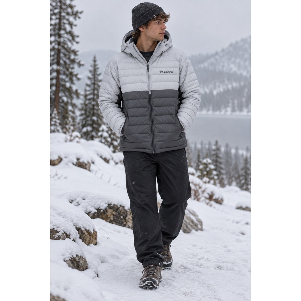 Columbia Puffer Jacket Grey Colorblock Omni-Heat Gorpcore XL
